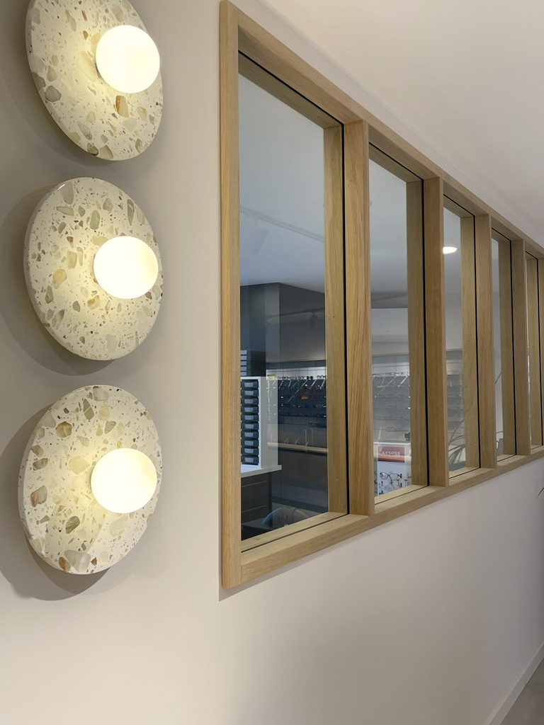 verrière bois sur mesure applique terrazzo the masie